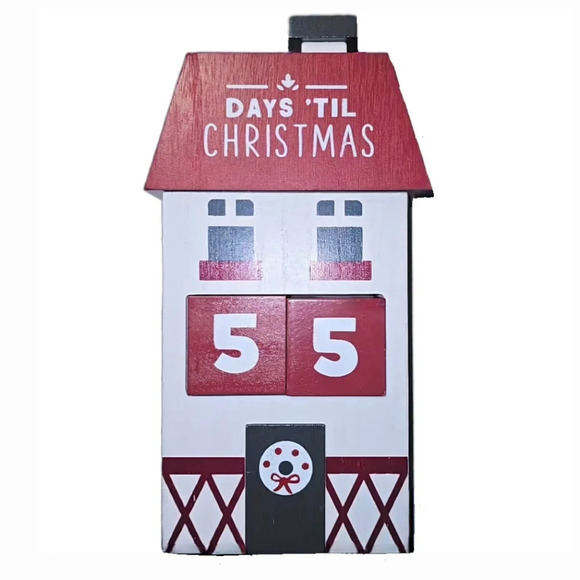 Wooden Christmas Advent Calendar (Countdown Calendar) Includes 3 Number Blocks - Picture 2 of 6